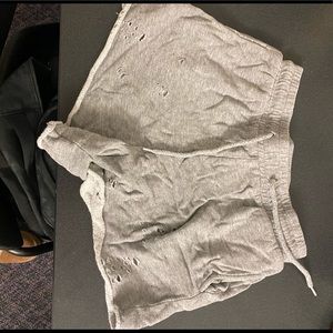 Distressed gray shorts